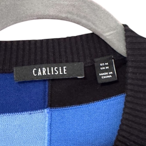 Carlisle Women’s Medium 2-Piece Cardigan Set Blue Gray Black Blocked Cotton - Picture 6 of 7